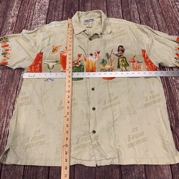 Big Dogs Hawaiian Shirt Mens It's Five O'Clock Somewhere Cocktails Drinks Large - Picture 5 of 5